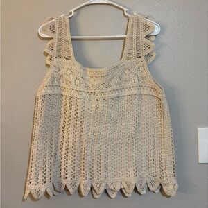 Design History Crochet Lace Top in Beige